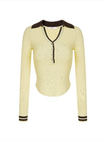 Contrast V-Veck Knit Top