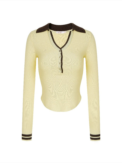 Contrast V-Veck Knit Top