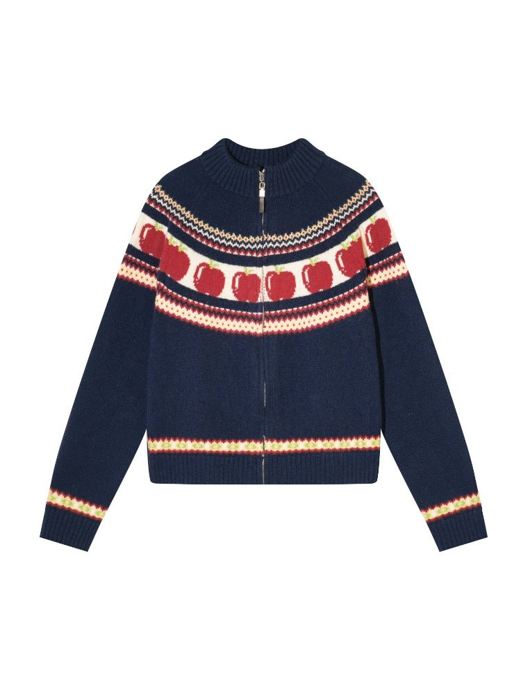 Fair Isle Zip Knit Cardigan