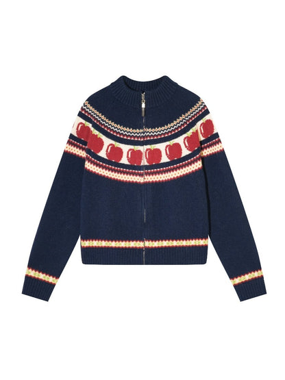Fair Isle Zip Knit Cardigan