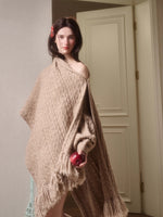 Celestial Wool Cable-Knit Shawl Scarf