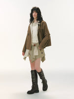 Striped Patchwork Utility Jacket