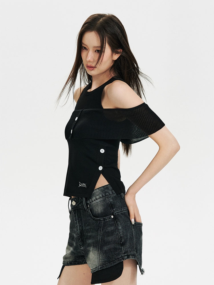 Black &amp; Grey Cut-out Tank Top