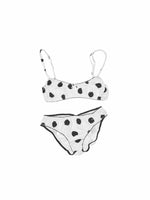 Contrast Polka Dot Lace-Trim Wireless Bra Two-Piece Set