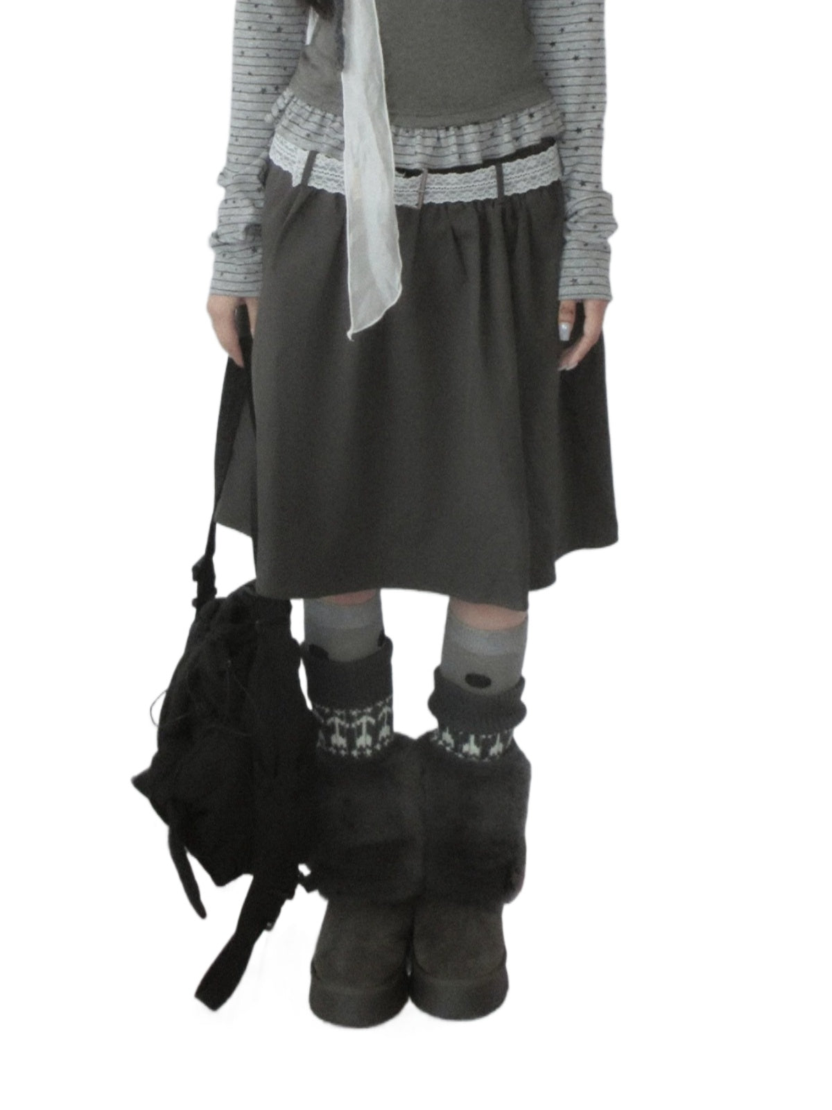 High-Waisted A-Line Midi Skirt