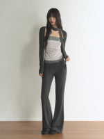 Lace Waist Soft Knit Flared Pants