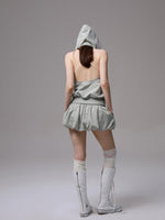 Solid Color Sweatshirt Fabric Drawstring 3D Tulip Skirt