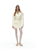 Velvet-Like Waist-Cinching Blazer