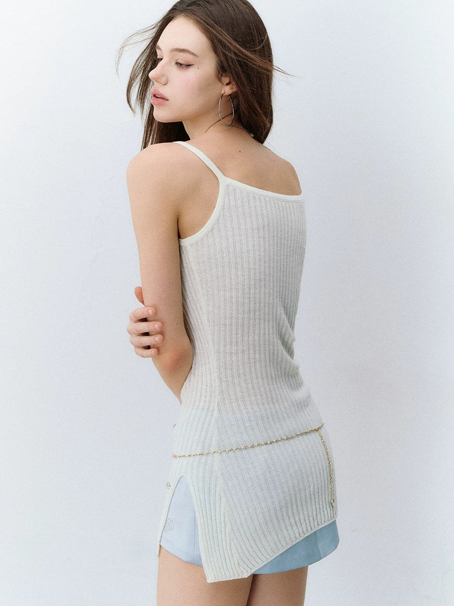 Rhinestone Slit Cami Top
