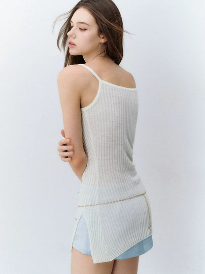 Rhinestone Slit Cami Top