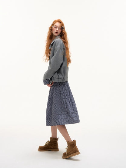 Plaid Pleated Midi Skirt