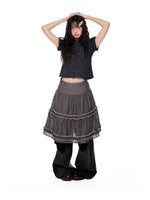 Ruffle Layered Midi Skirt