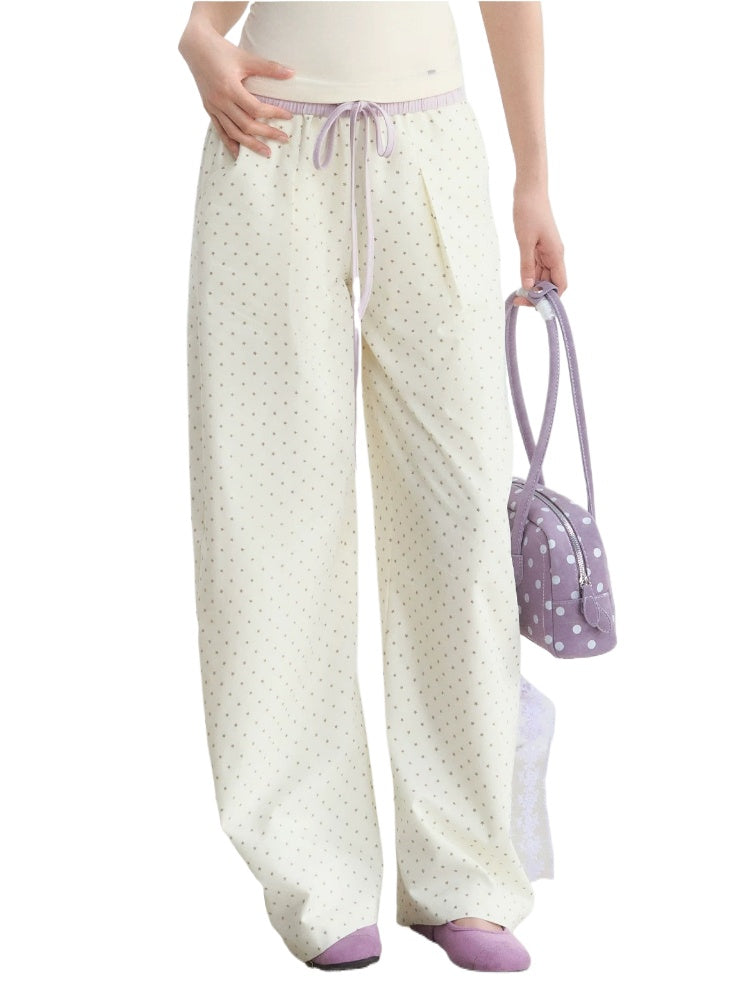 Apricot Star Printed Wide-Leg Pants