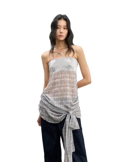 Satin Chiffon Tube Top