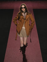 Double Breasted Cinched Waist Trench Coat