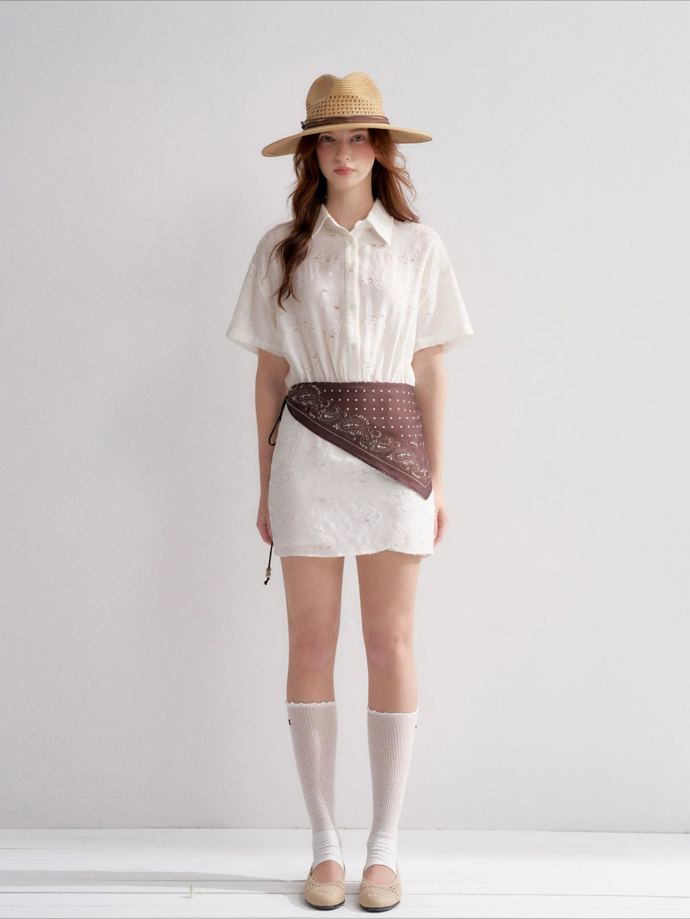 Rose Cutout Shirt Dress