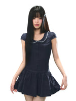 Plaid Collar A-Line Dress