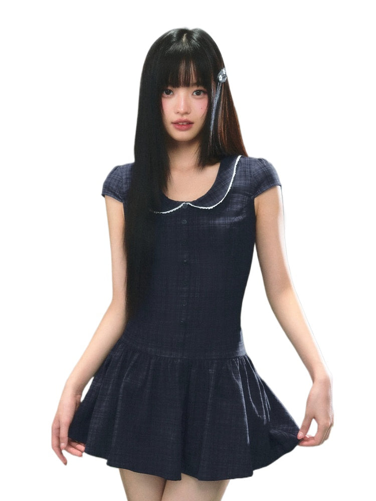 Plaid Collar A-Line Dress
