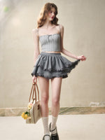 Embroidered Wool Hollow Cardigan & Tank Top Set