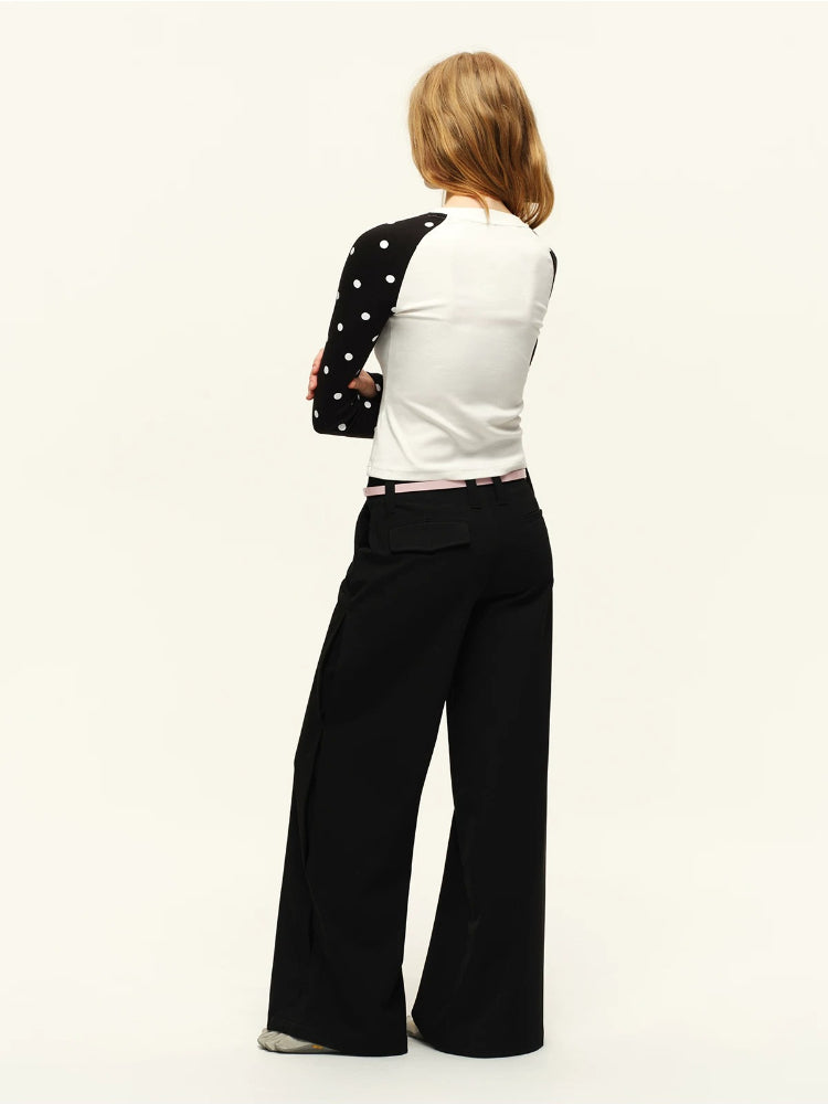 Black Mid-Rise Straight Trousers