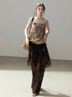 Lace Patchwork Wide Leg Pants