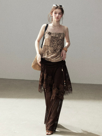 Lace Patchwork Wide Leg Pants