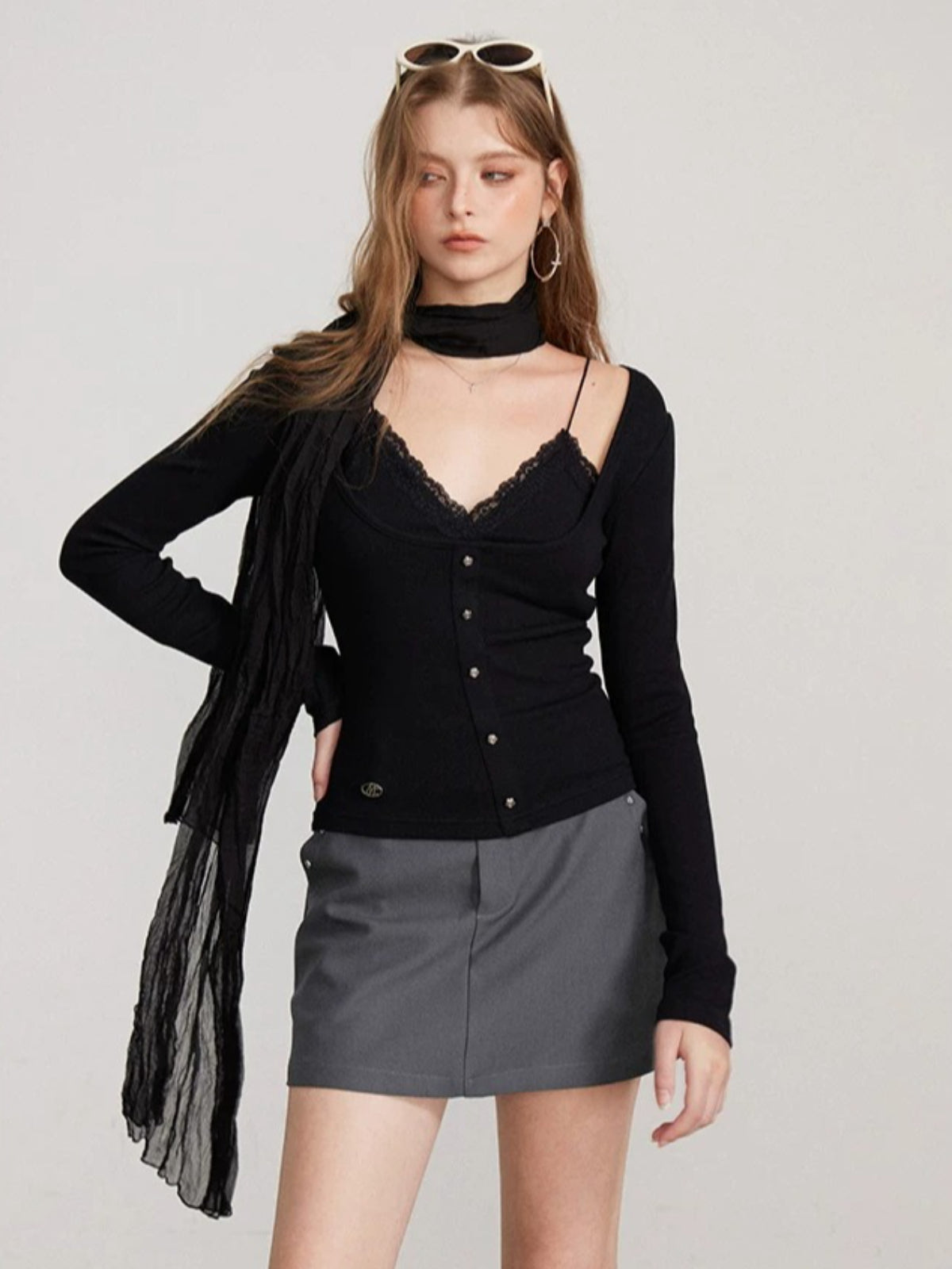 Layered Camisole Panel T-Shirt Top