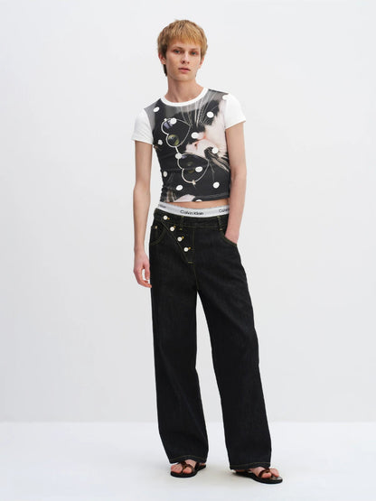 Playful Cat Print Short Sleeve Tee