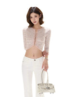 Pink Knit Crop Cardigan