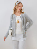Cable Knit Wool Blend Cardigan
