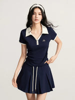 Contrast Polo & Skirt Set