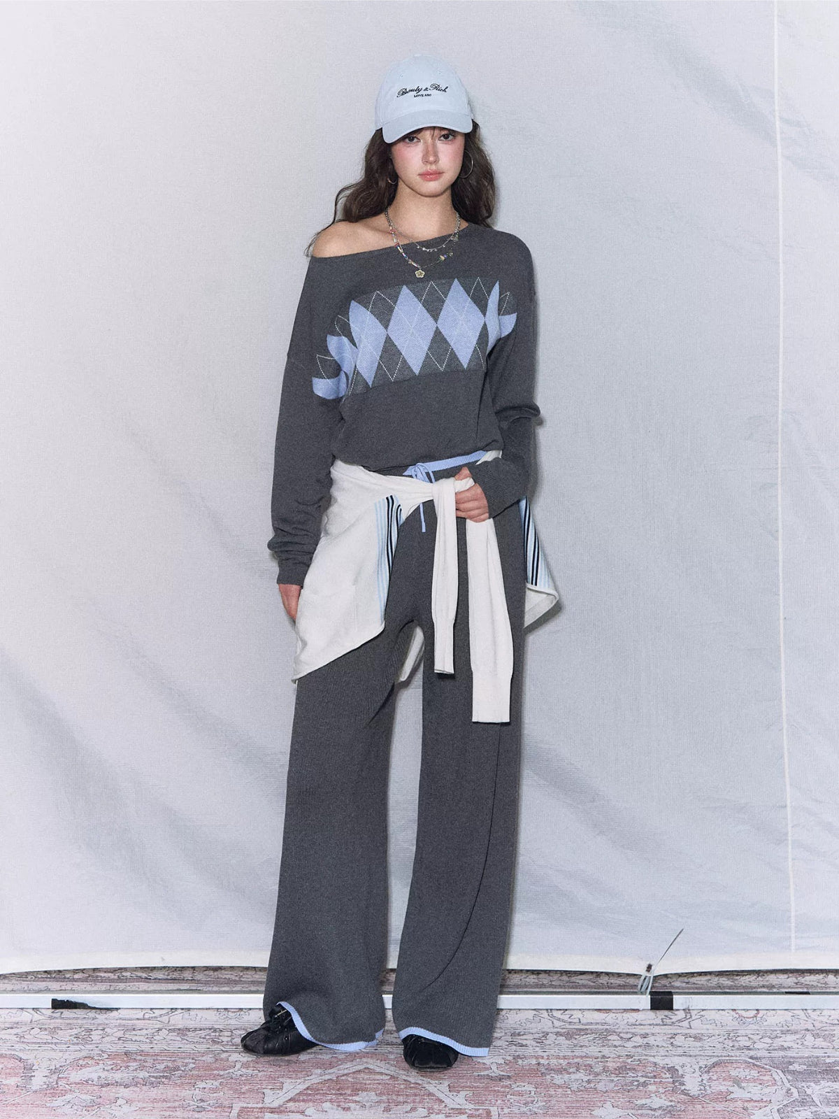 Off Shoulder Knit Two Piece Set