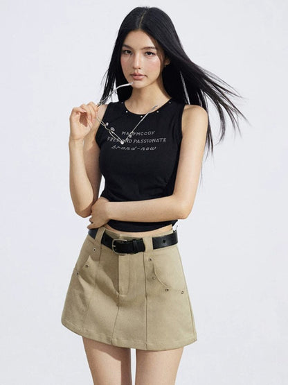 A-Line Cargo Mini Skirt
