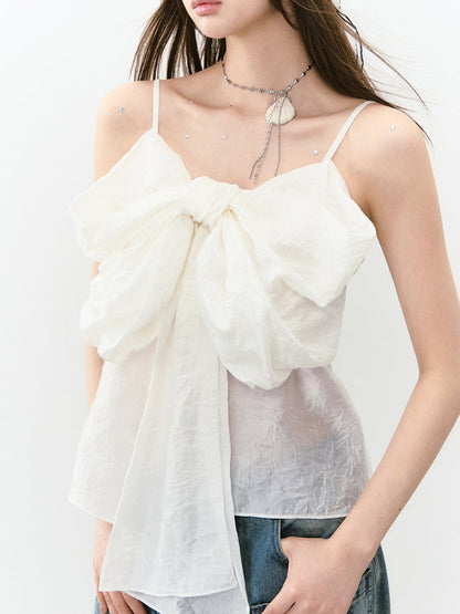 Large Bow Pleated Lightweight Cami Vest