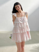 Pink Tulle Tiered Mini Dress