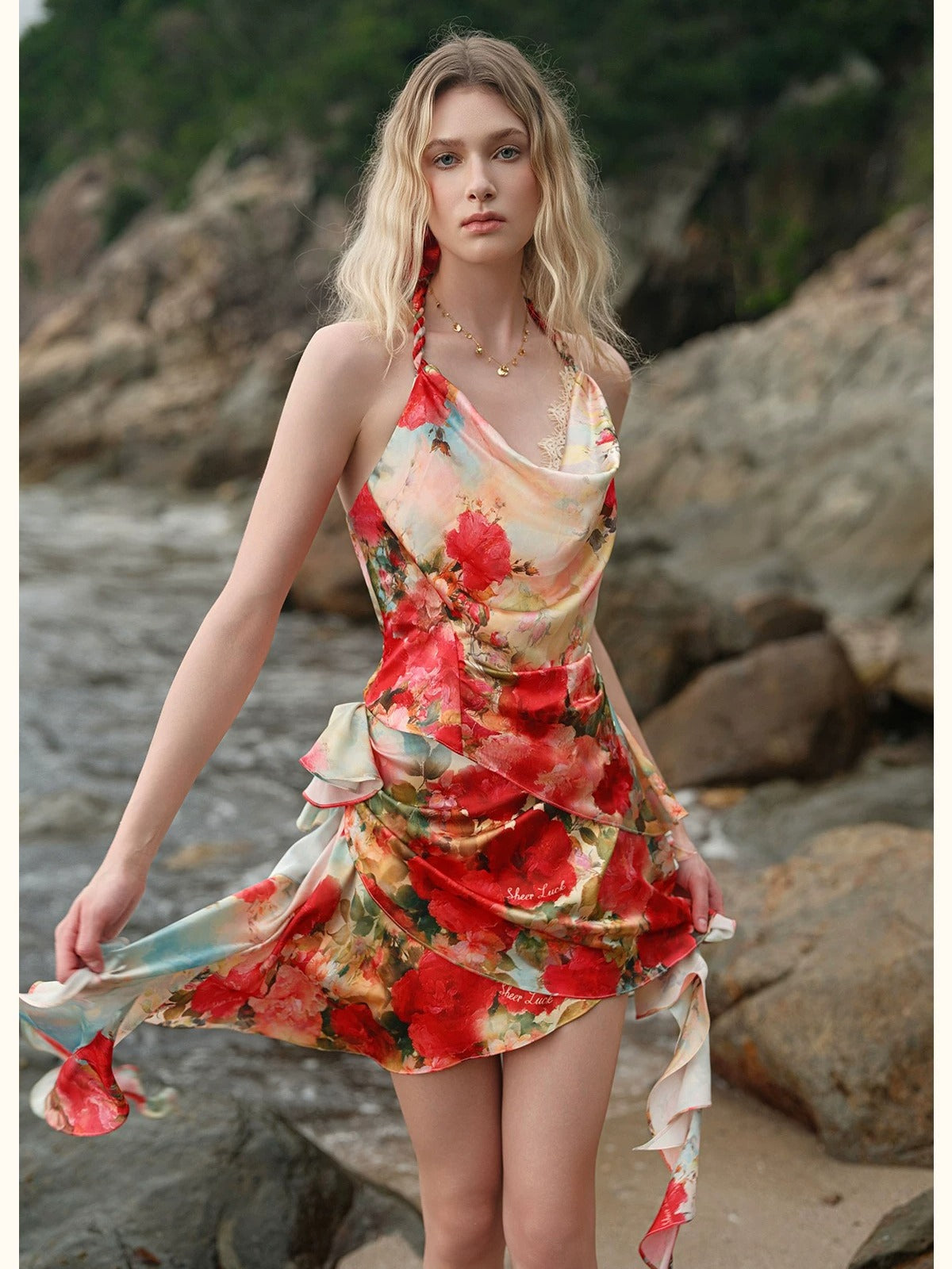 Floral Halter Lace Set
