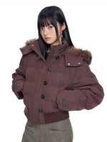Fur Collar Hooded Cropped Down