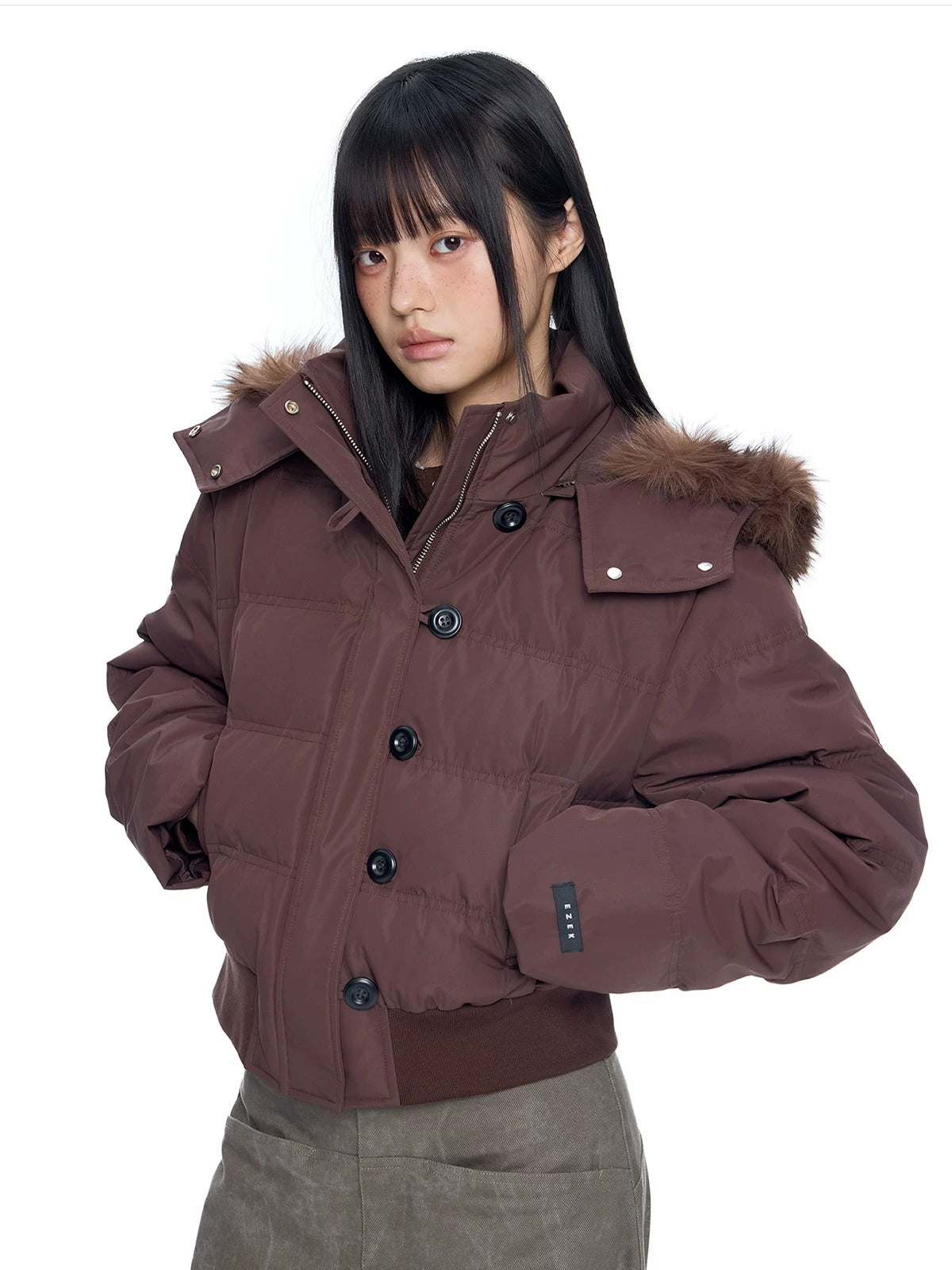 Fur Collar Hooded Cropped Down