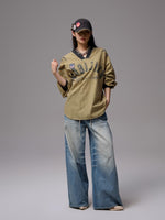 Vintage Plaid V-neck Loose Jersey