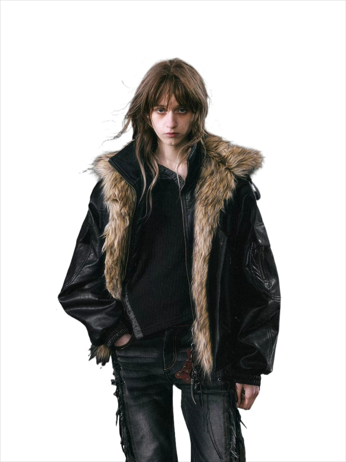 Detachable Fur Leather Jacket