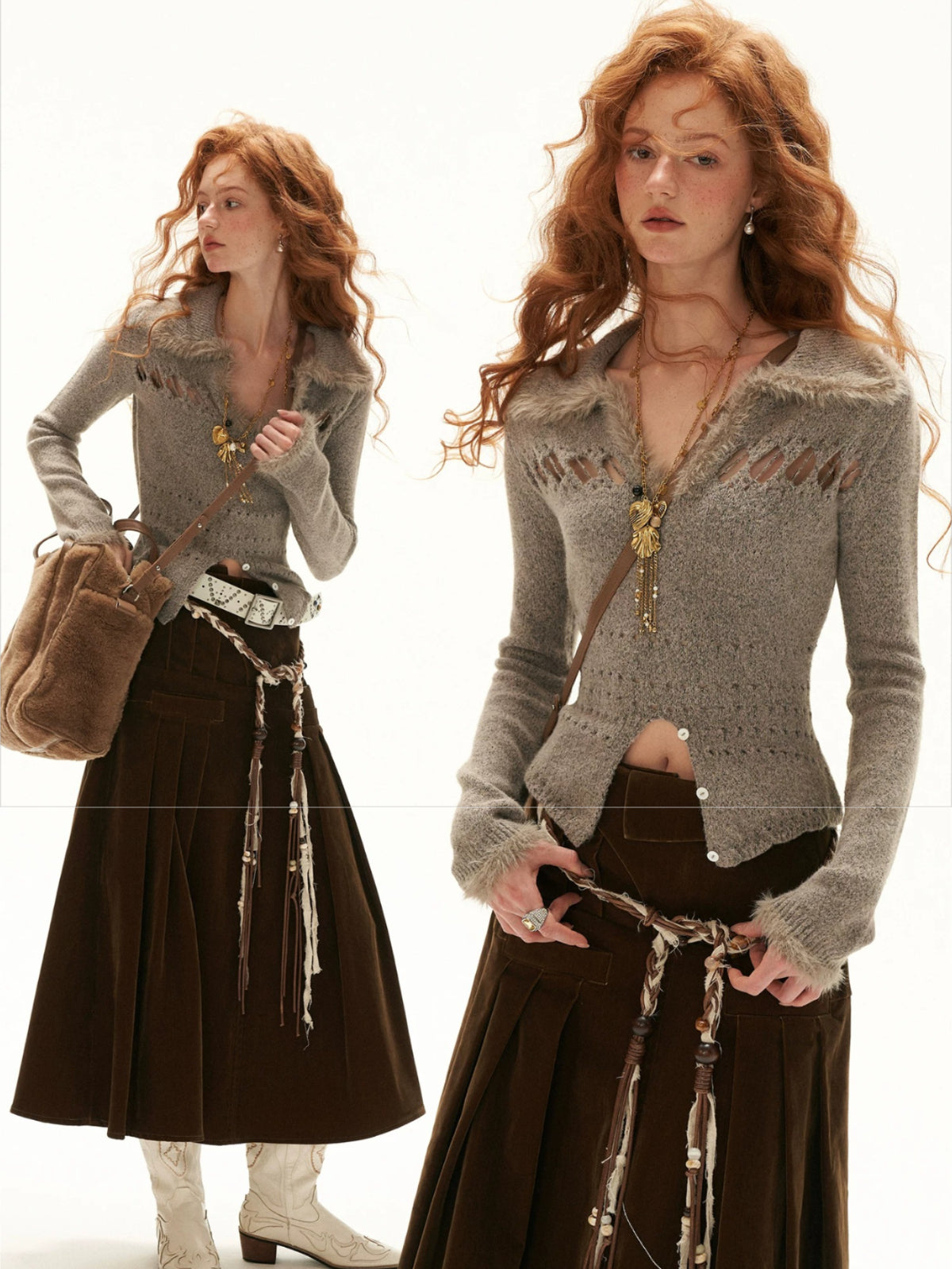 Recycled Airy Knit Collared Sweater