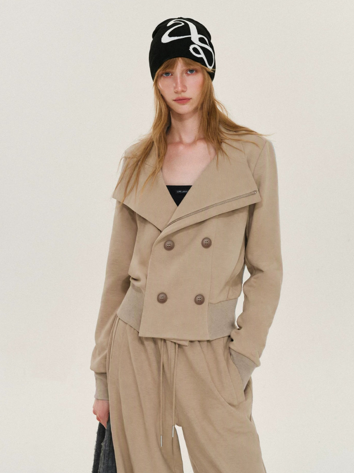Double Breasted Jacket &amp; Sweatpants Set