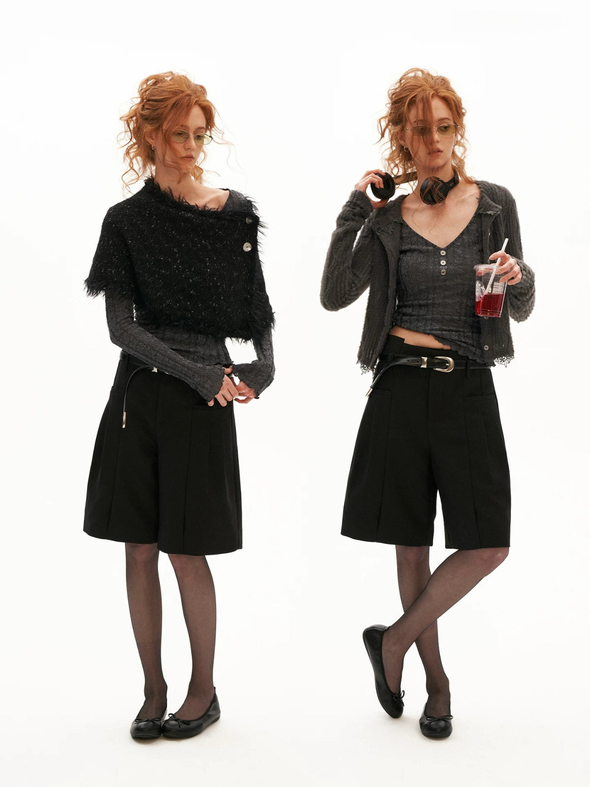 Wool Lace V-Neck Fitted Top