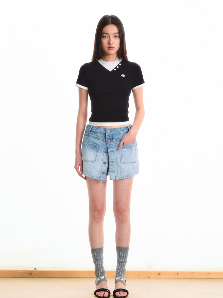 Faux Layered Short Sleeve T-shirt