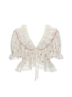 Floral Dot Puff Sleeve Blouse