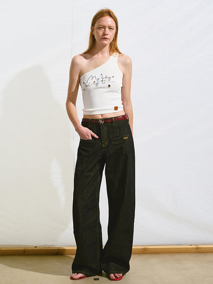 Loose Straight-Leg Denim Pants