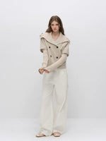 Faux-layered Cape Knit Jacket