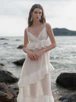 Ruffled Spaghetti Strap Backless Dress