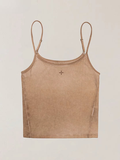 Vintage Storm Fade Dye Long Camisole Wild Horse Brown