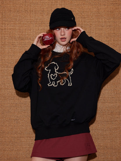 Embroidered Animal Knit Sweatshirt